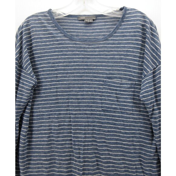 Vince Top XS Linen Shirt Pullover Striped Pocket T Tee Scoop Neck * - Picture 2 of 12